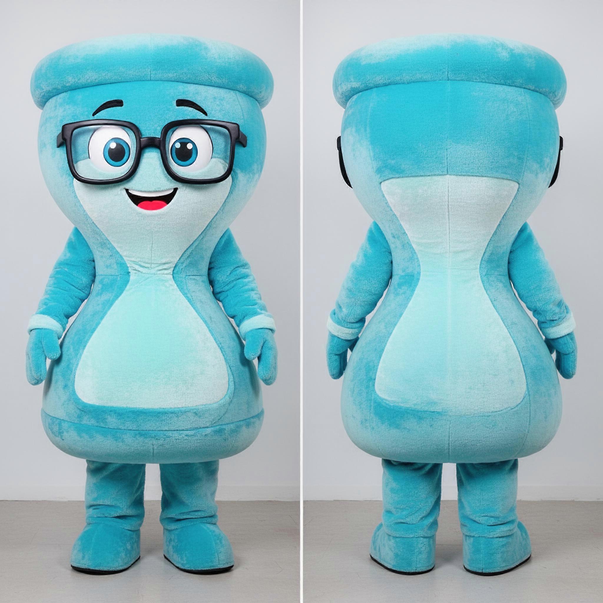 MASTICOT Cyan Rounded Hourglass Mascot