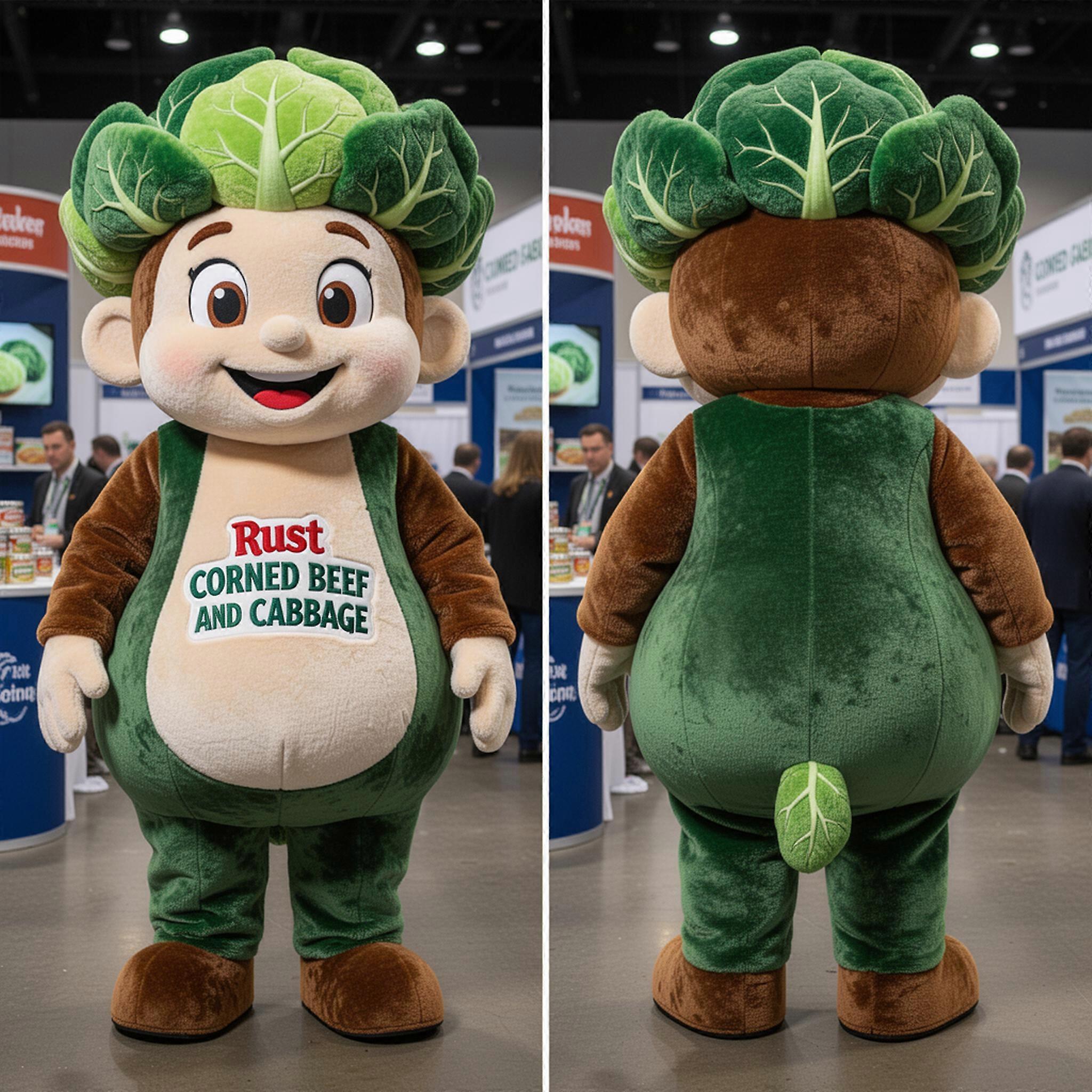 MASTICOT Rust Brown Playful Corned Beef And Cabbage Mascot