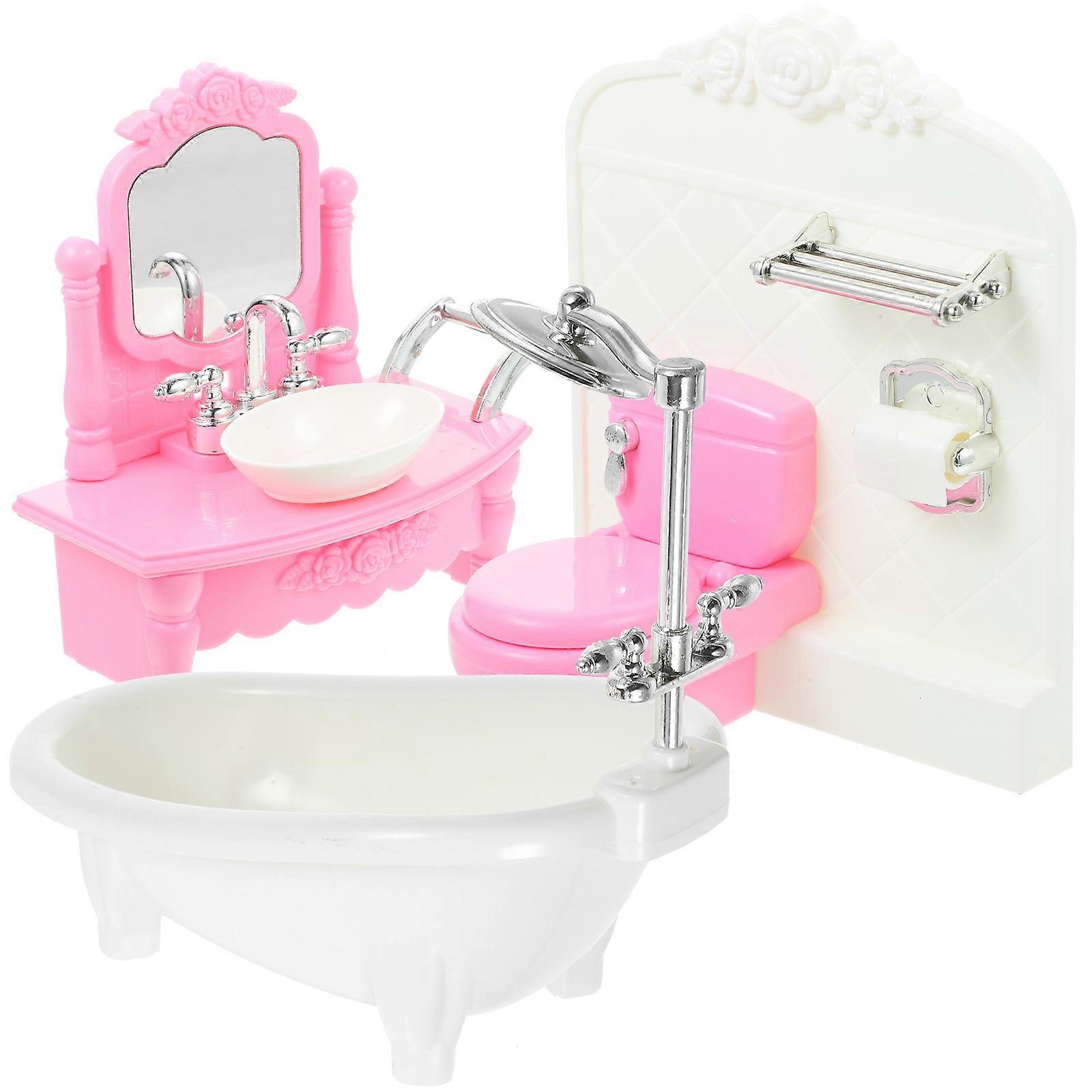 Miniature Bathroom Model Plastic Set for Decoration 1Set