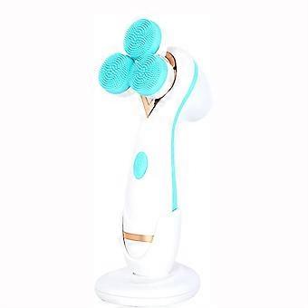 Brosse nettoyante visage électrique étanche avec poils en silicone souple, double vitesse, bleue
