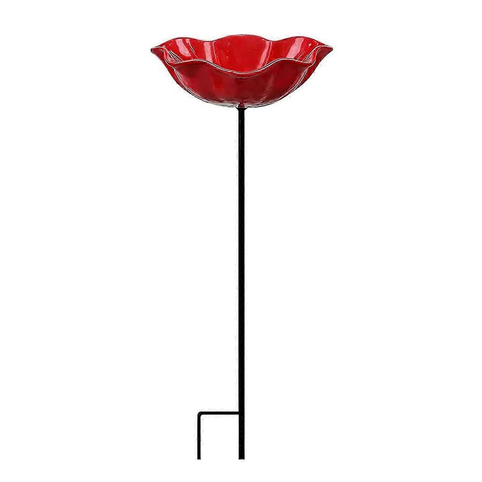 Metal Flower Birdbath Stake Dual Function
