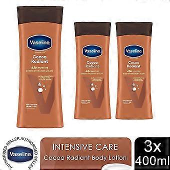 Vaseline Body Lotion Cocoa Radiant Intensive Care Dry Skin 400ml, 3 Pack