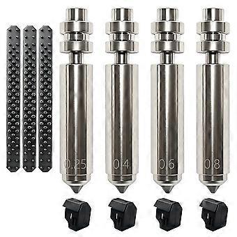 4-delige nozzleset voor Anycubic Kobra X, 0,25/0,4/0,6/0,8 mm, geïntegreerde nozzles van gehard staal met 4 siliconen hoesjes en 3 borstels.