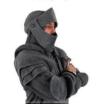 Men Sweatshirt Solid Color Front Pocket Pullover Hoodie Medieval Style Face Cover Hooded Knight Sweatshirt Halloween Clothing