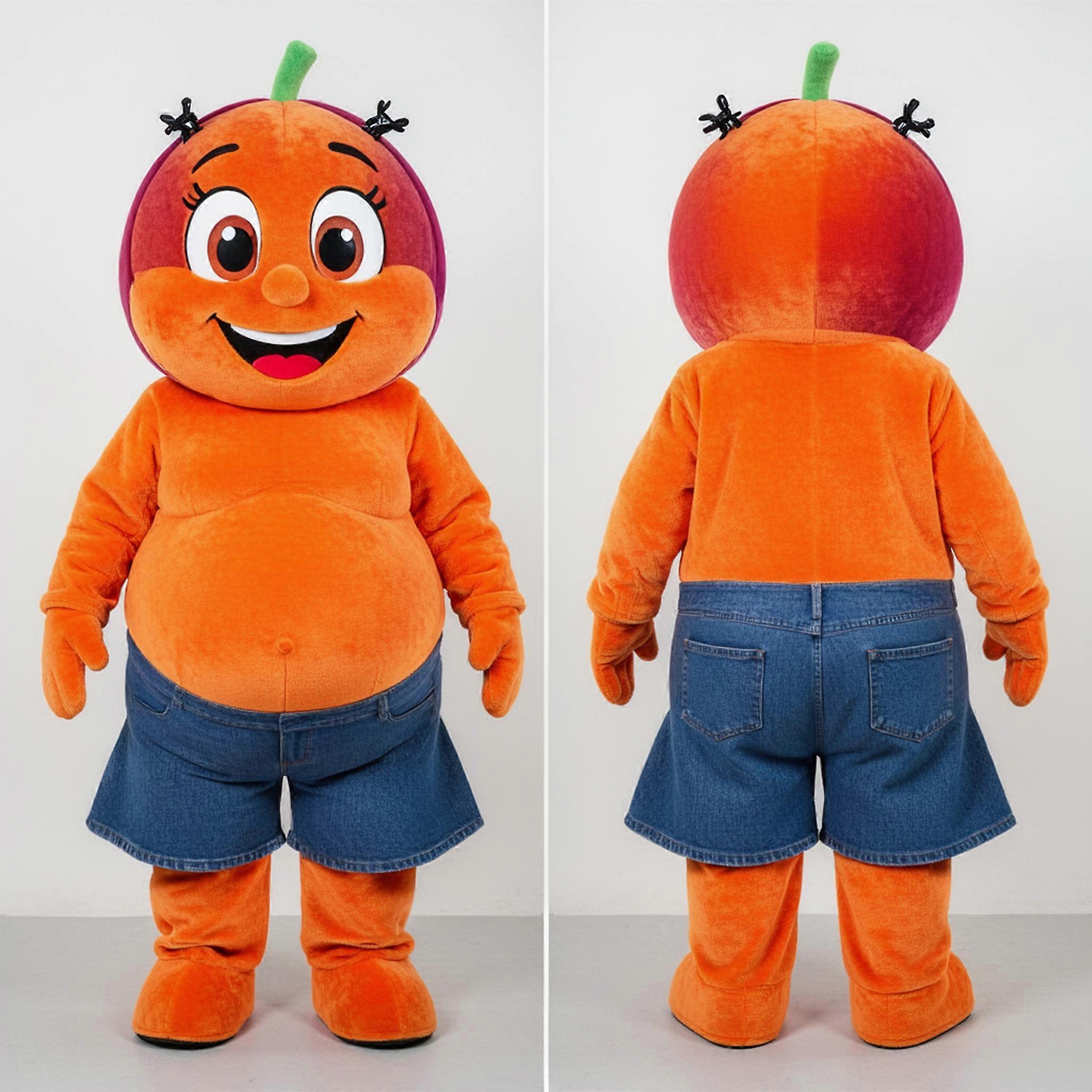 MASTICOT Vibrant Orange Cartoon Plum Mascot