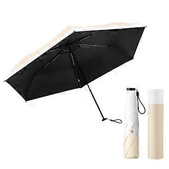Compact Travel Umbrella UPF50+ Waterproof Vinyl, Ultralight Folding Manual Umbrella for Sun and Rain, 21cm Yellow