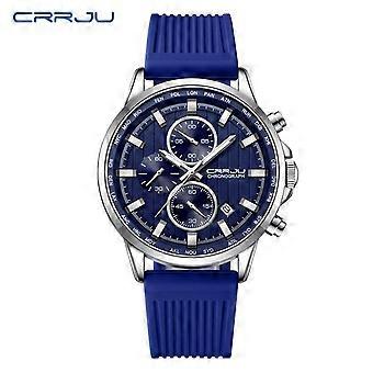 CRRJU New watch2315Men's watch with silicone strap, six-hand business watch, casual style