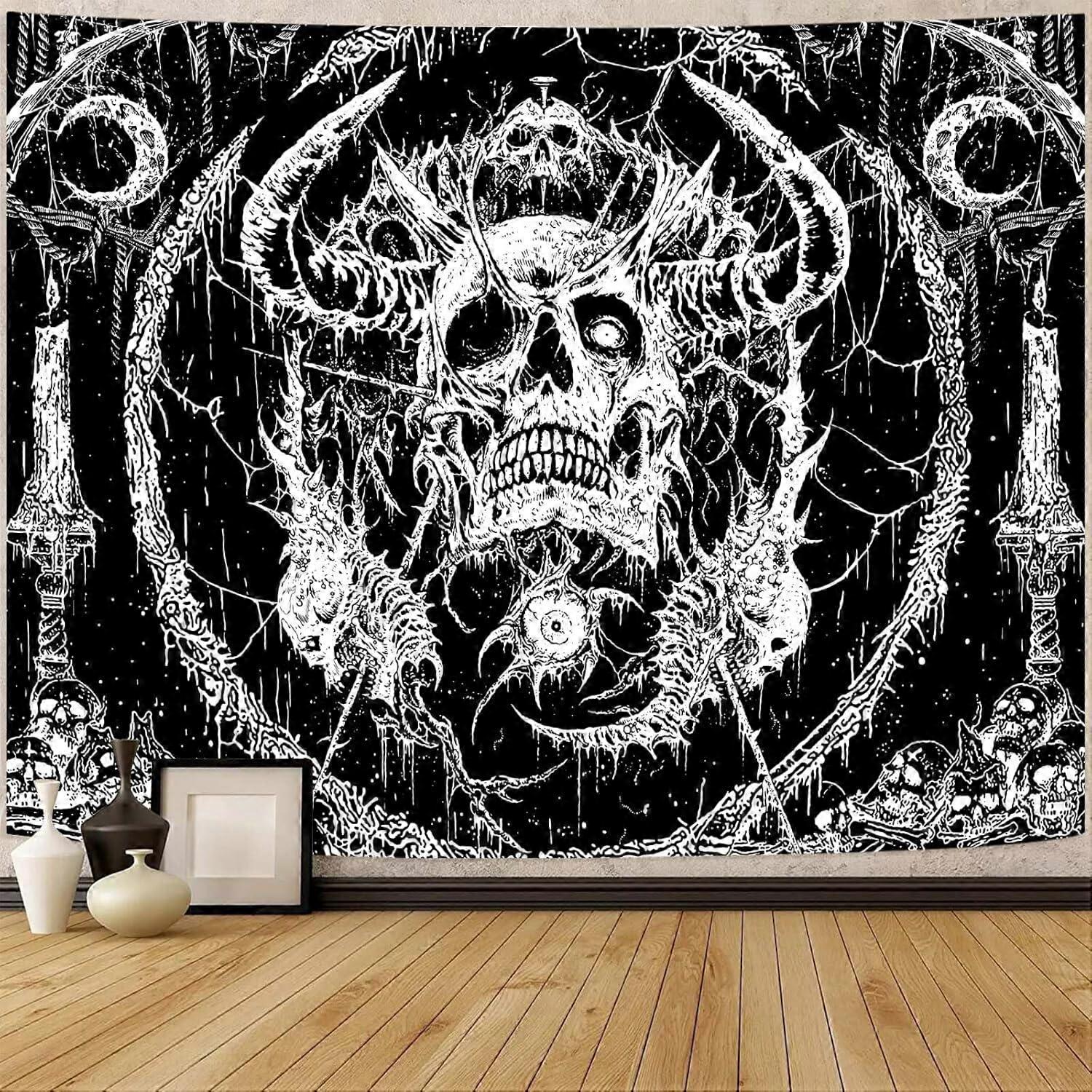 Lifeella Tapestry Skull Gothic Horror