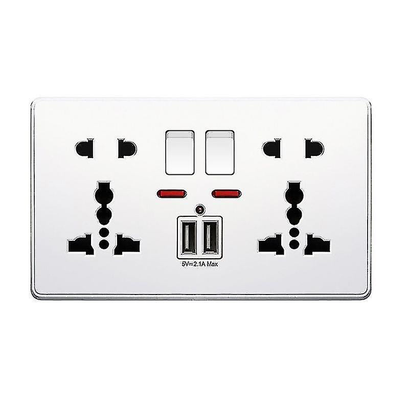 Multifunción Uk 13a Wall Socket Push Button 2.1a Double USB Charging Ports Home Wall Outlet Button