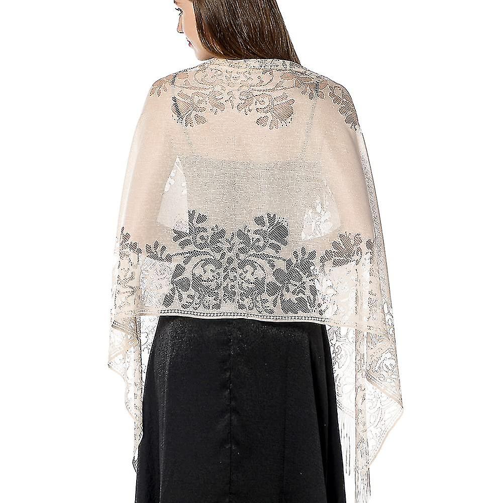 Women's Floral Lace Scarf Shawl With Tassels, Soft Mesh Fringe Wraps For  Wedding Evening Party Dresses | Fruugo UK