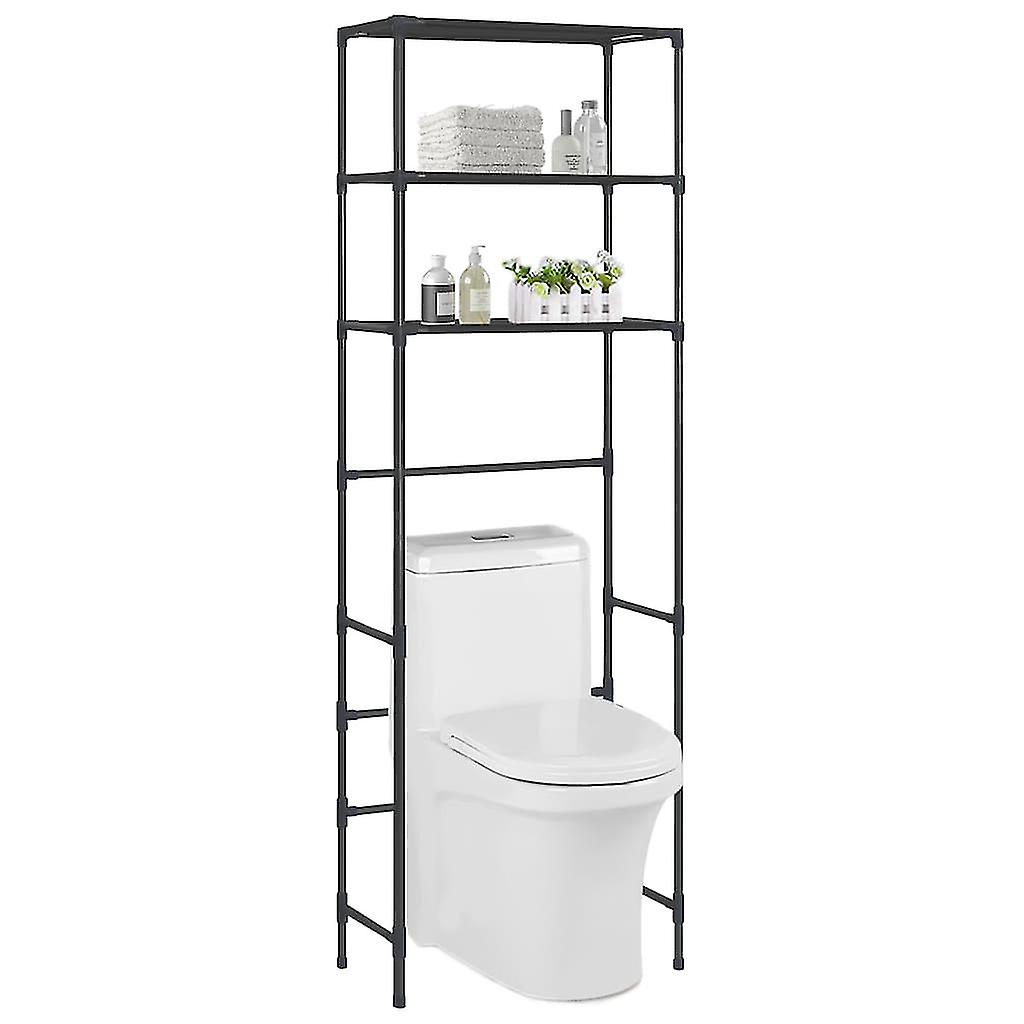 3-tier Storage Rack Over Toilet Black 53x28x169 Cm