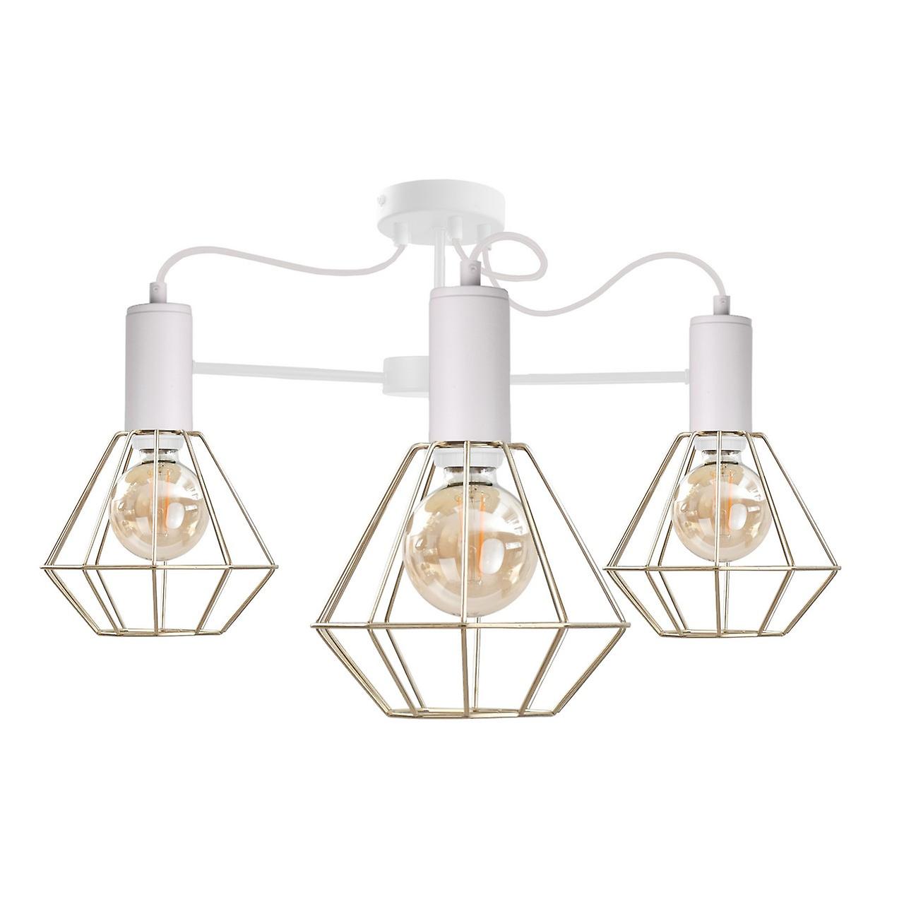 Keter Lars Multi Arm Semi Flush Ceiling Light White, 60cm, 3x E27