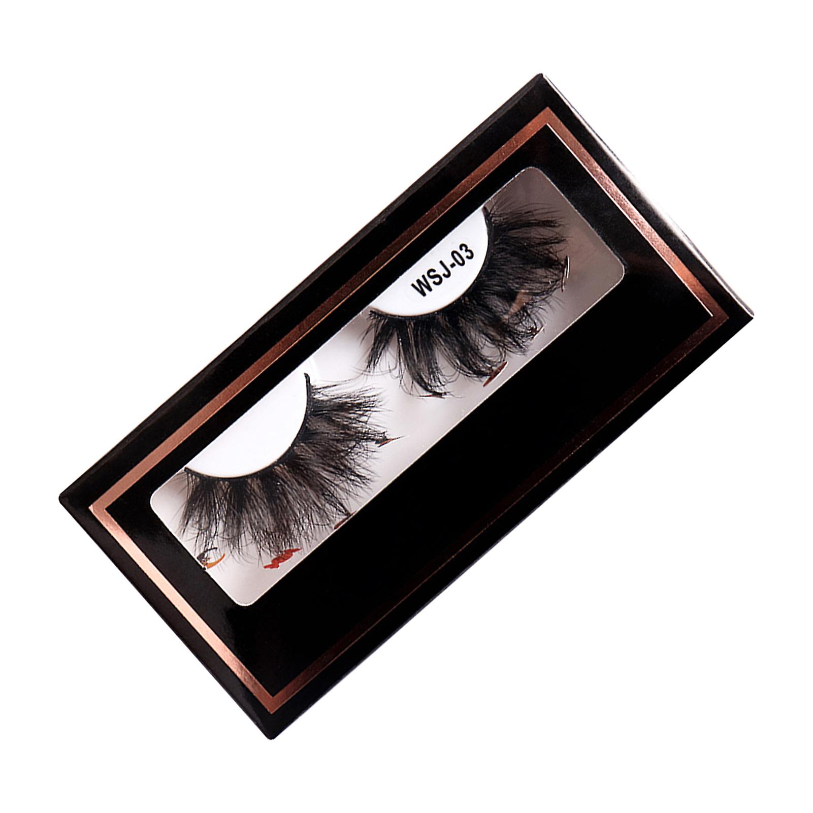 Faux False Eyelashes 25mm Long Dramatic Fluffy Eyelashes With Exquisite Box Cute Paster