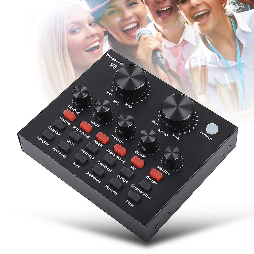 V8 Headset Microphone Voice Chat Recording Pc Singing External Usb For Mobile Sound Card Ktv Computer Live Broadcast Karaoke