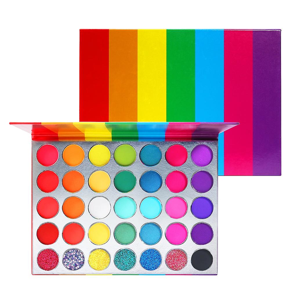 Eyeshadow Palette Colorful Rainbow Matte And Shimmer Pressed Glitter,blendable Bright Makeup Palette For Women