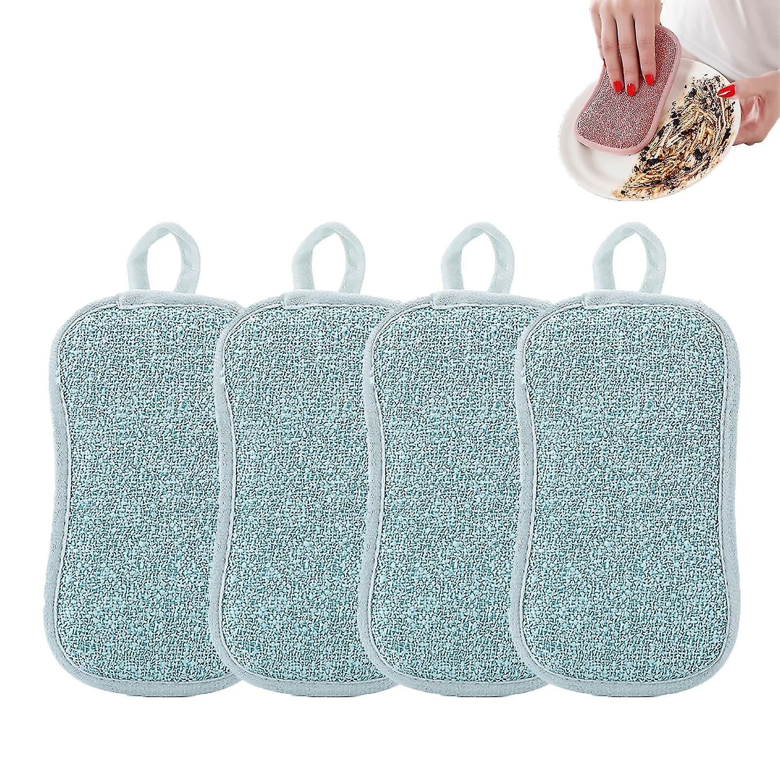 Double Sided Kitchen Cleaning Magic Sponge, Non-scratch Microfiber Sponge, Reusable Scouring Pad