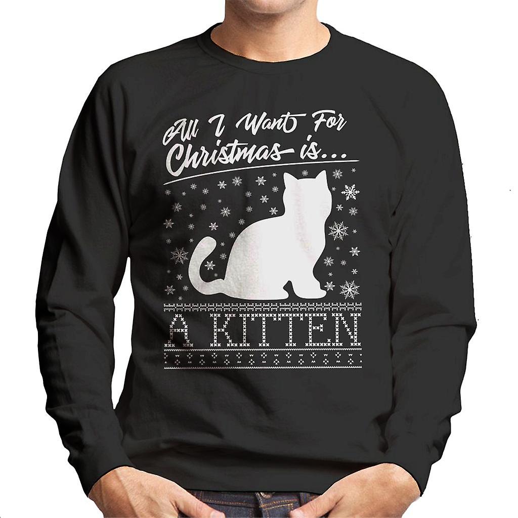 All I Want For Christmas Is A Kitten Knit Pattern Men's Sweatshirt