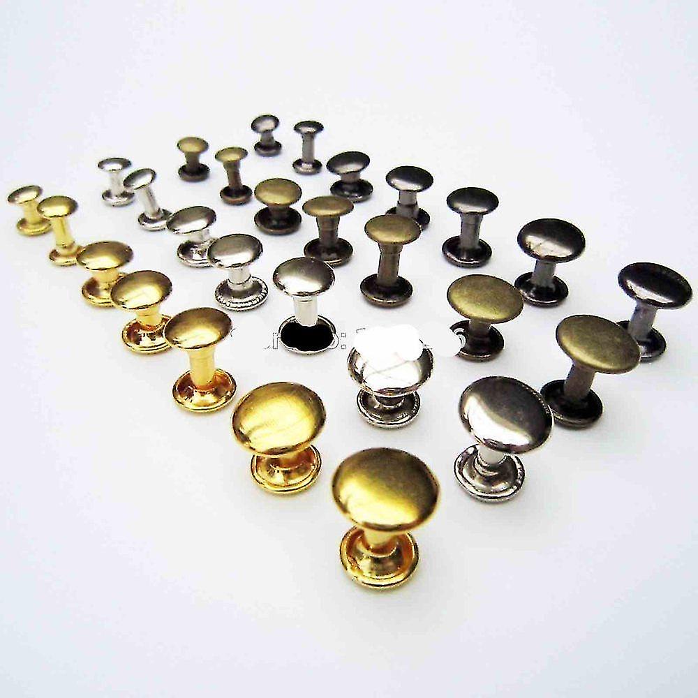 Silvery 8x6mm Metal Double Cap Side Round Rapid Rivet Leathercraft Leather Belt Wallet Bag