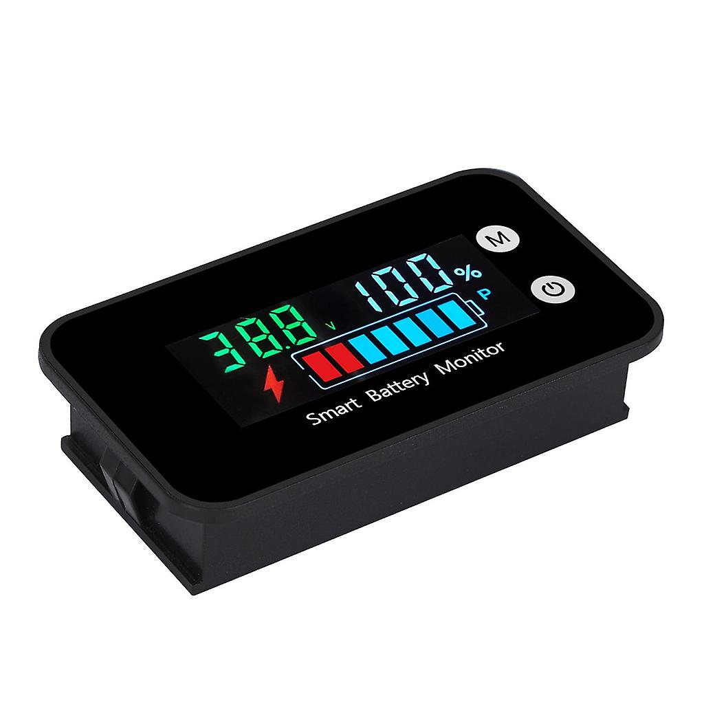 Battery Monitor Voltage Capacity Percentage Tester with Buzzer Alarm & Temp