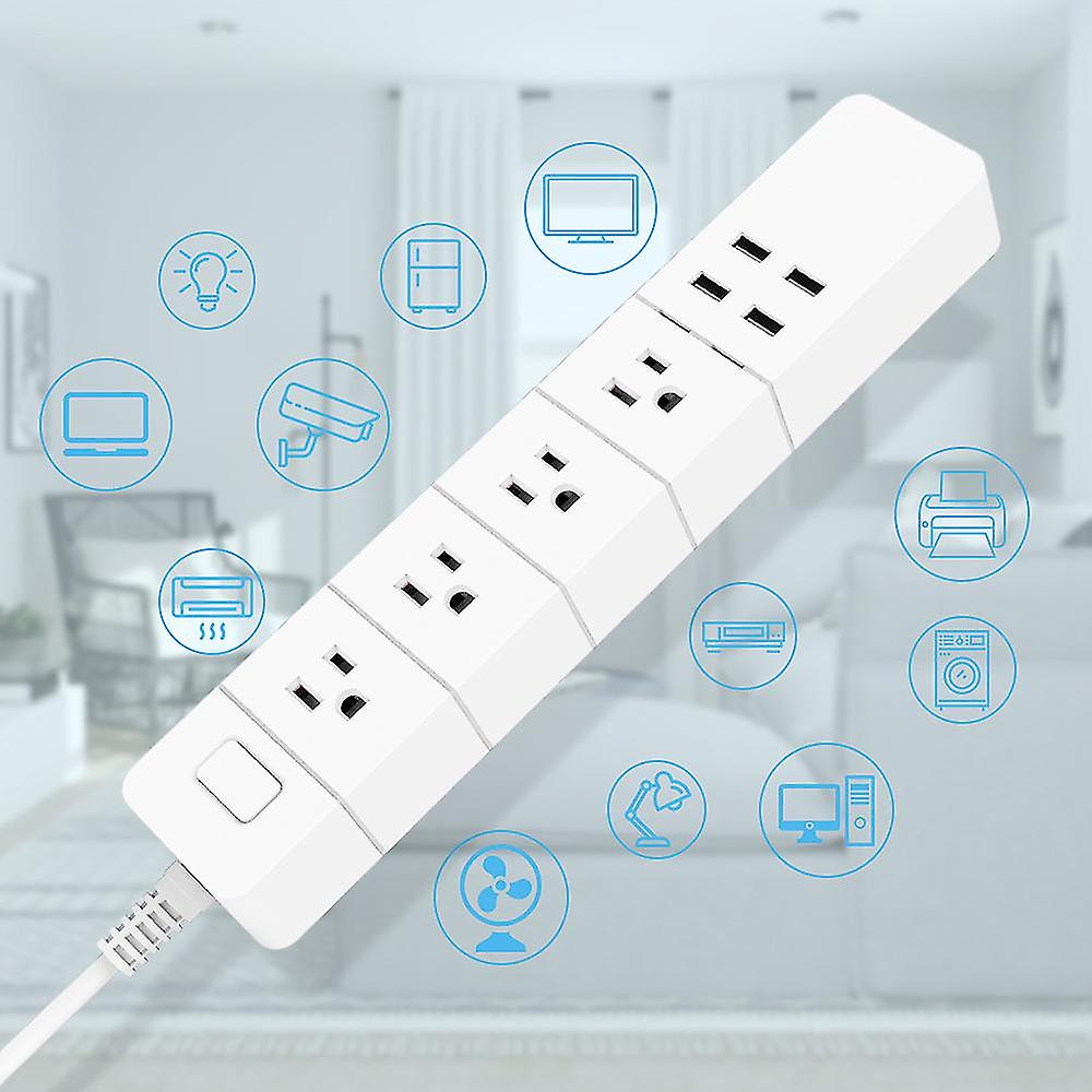 Wifi Smart Power Strip Universal Works With Alexa Googlehome Multi Plug Four Takes 6ac Socket 4 Usb Voice Contro Uk/eu/us/au