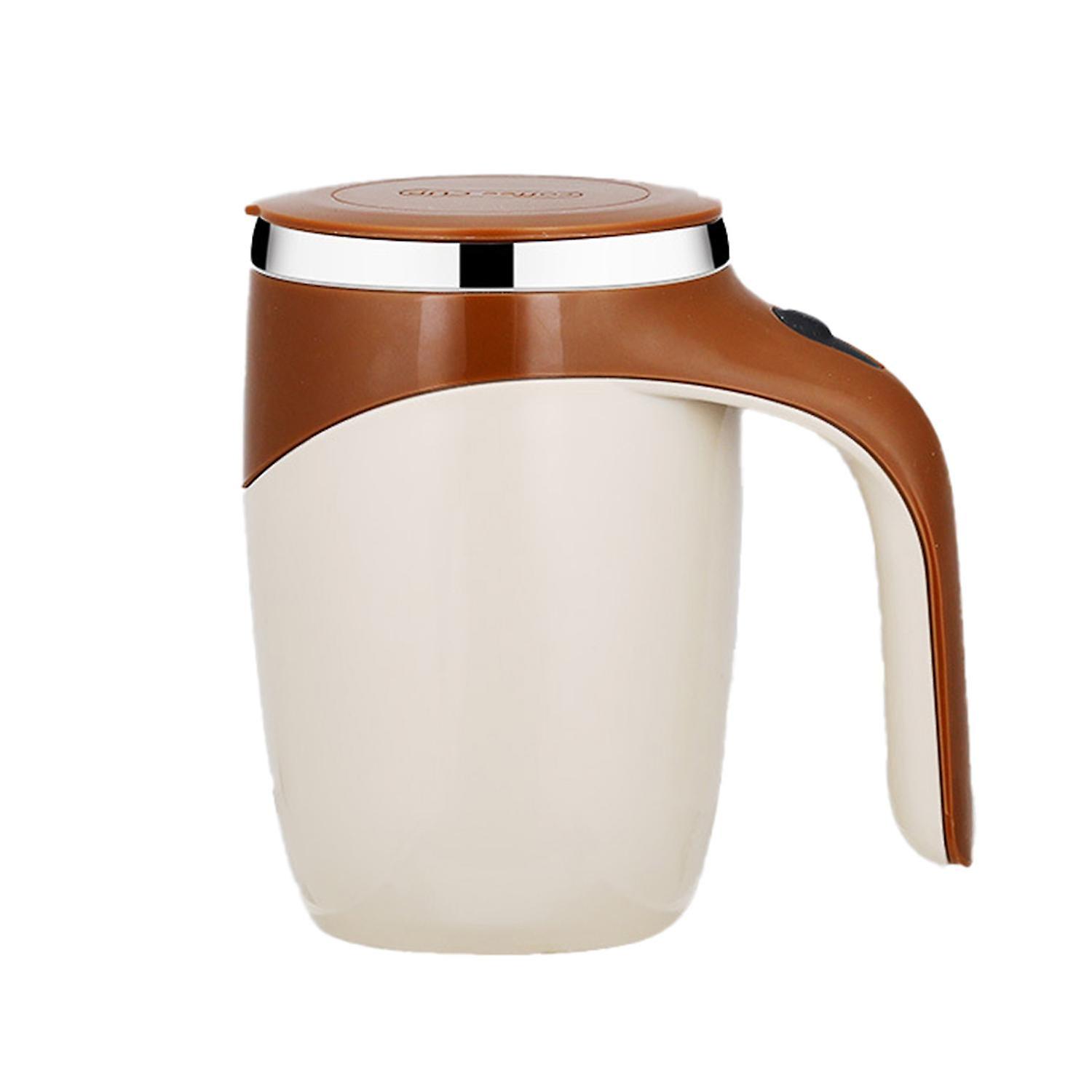 380ml Automatic Ergonomic Stirring Cup Stainless Steel Practical Leakproof Coffee Mixing Cup