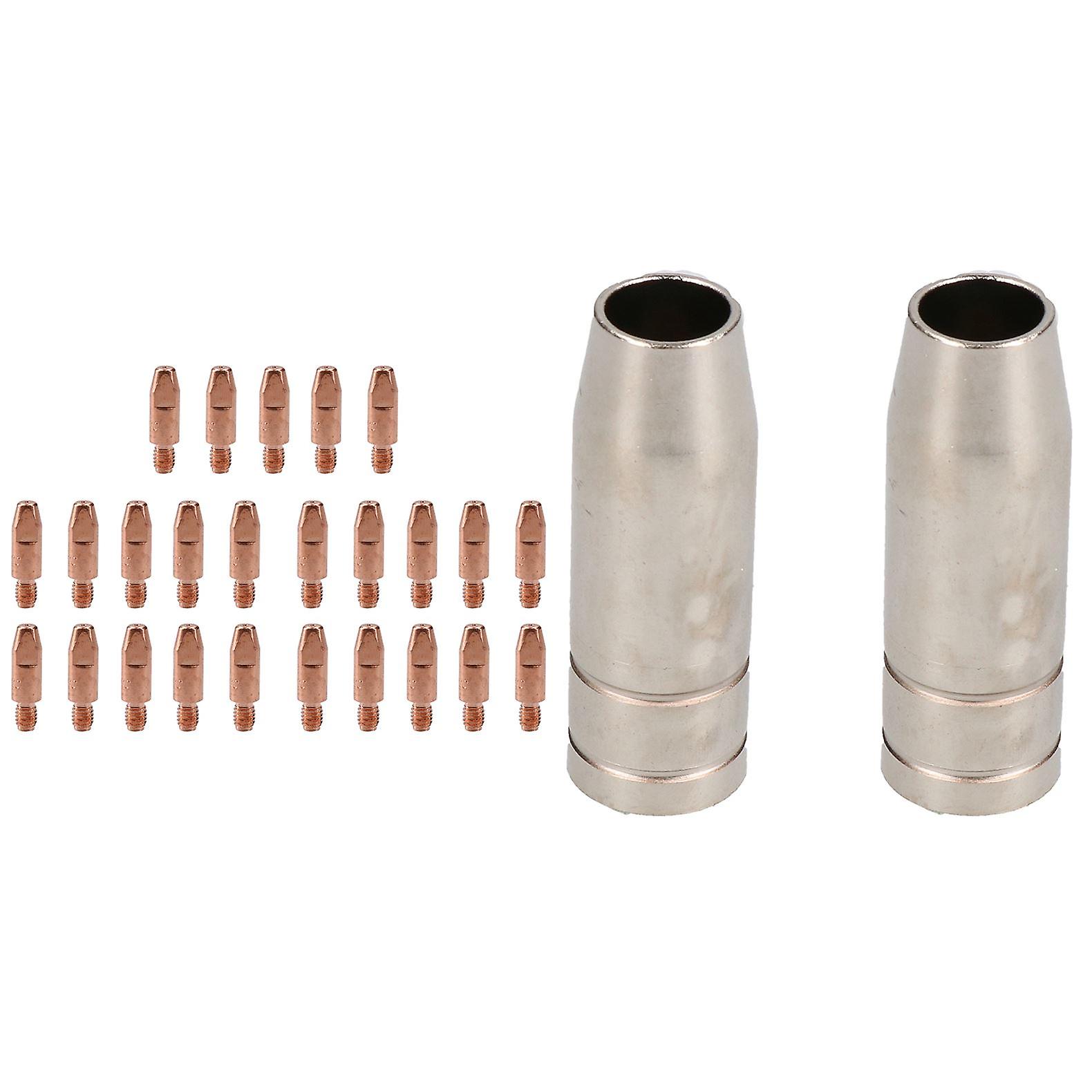 2 shroud & 25 x 0.8mm Round Contact Tips MIG Welding Binzel Style MB15 Torch