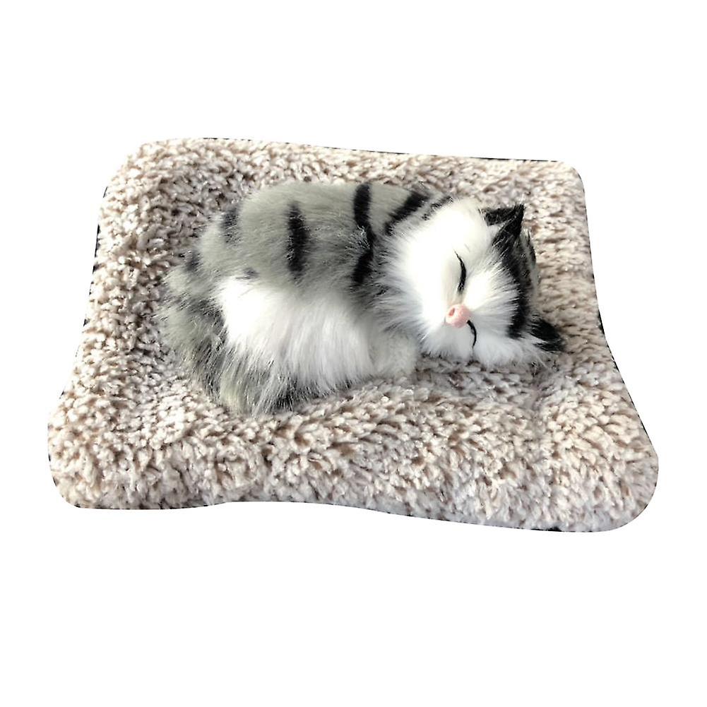 ZHOUBA Simulation Sleeping Cat Plush Bamboo Charcoal Doll Car Dashboard Decoration