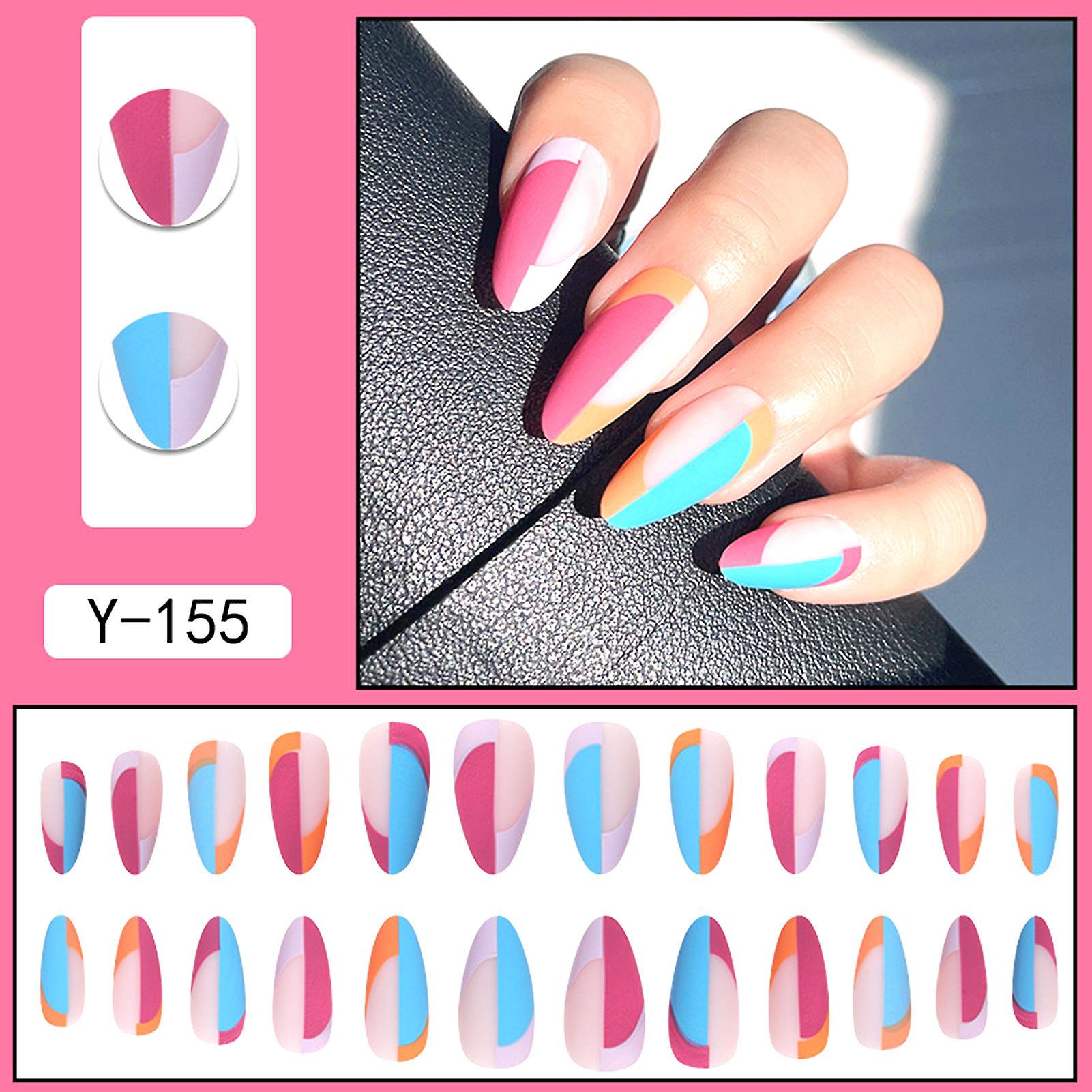 Medium Frosted Almond Fake Nails Lightweight Durable False Nails