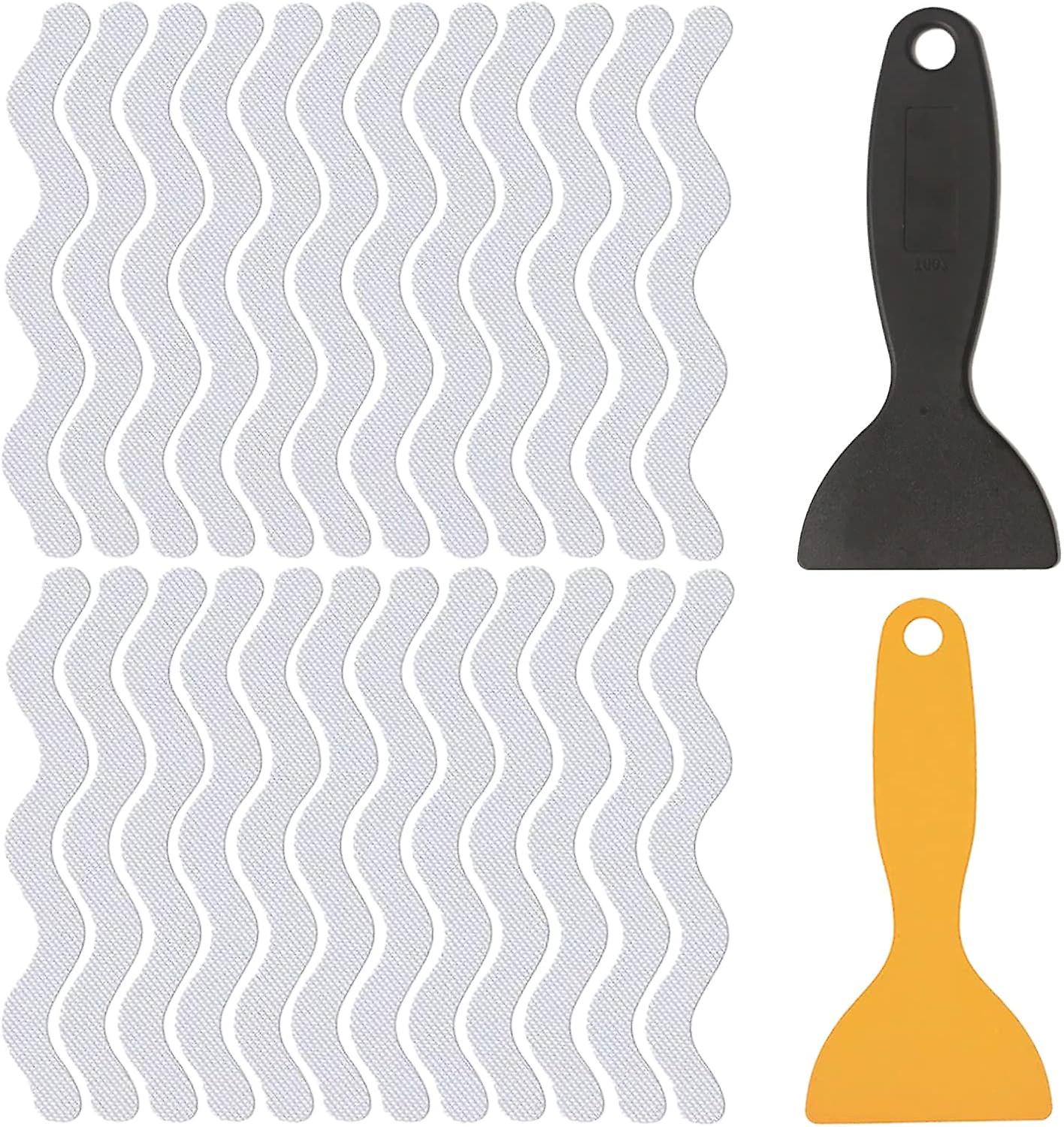 24 pieces of bathtub stickers, anti slip strips, shower with 2 scraper blades, transparent anti sli