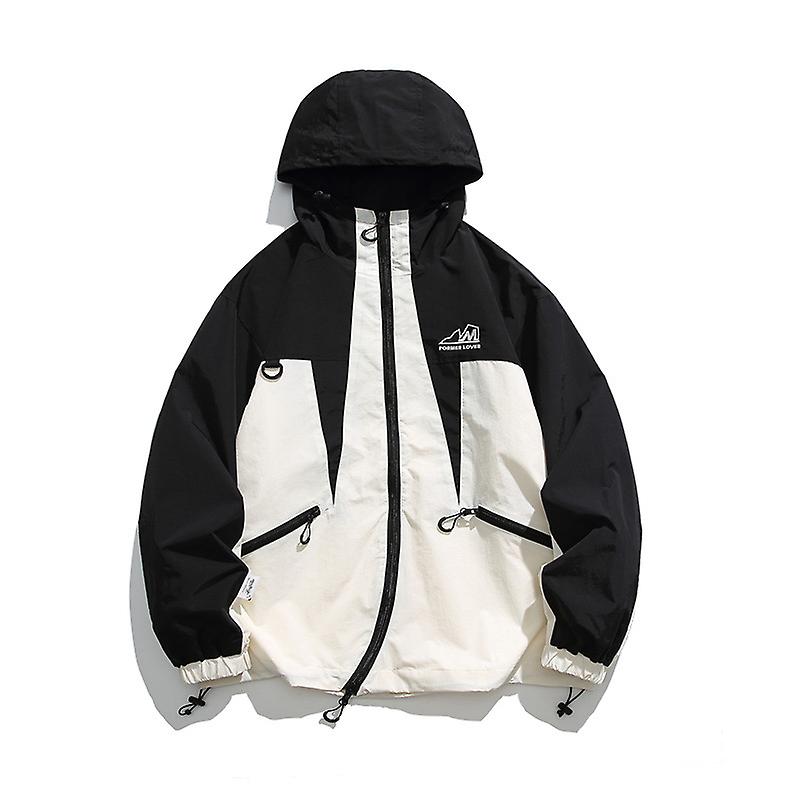 Herren Street Vintage Jacke 2023 Neue japanische Art Zauber Farbe Kapuze Schlagjacke Männer Frauen Oose Paar Freizeitmantel #510