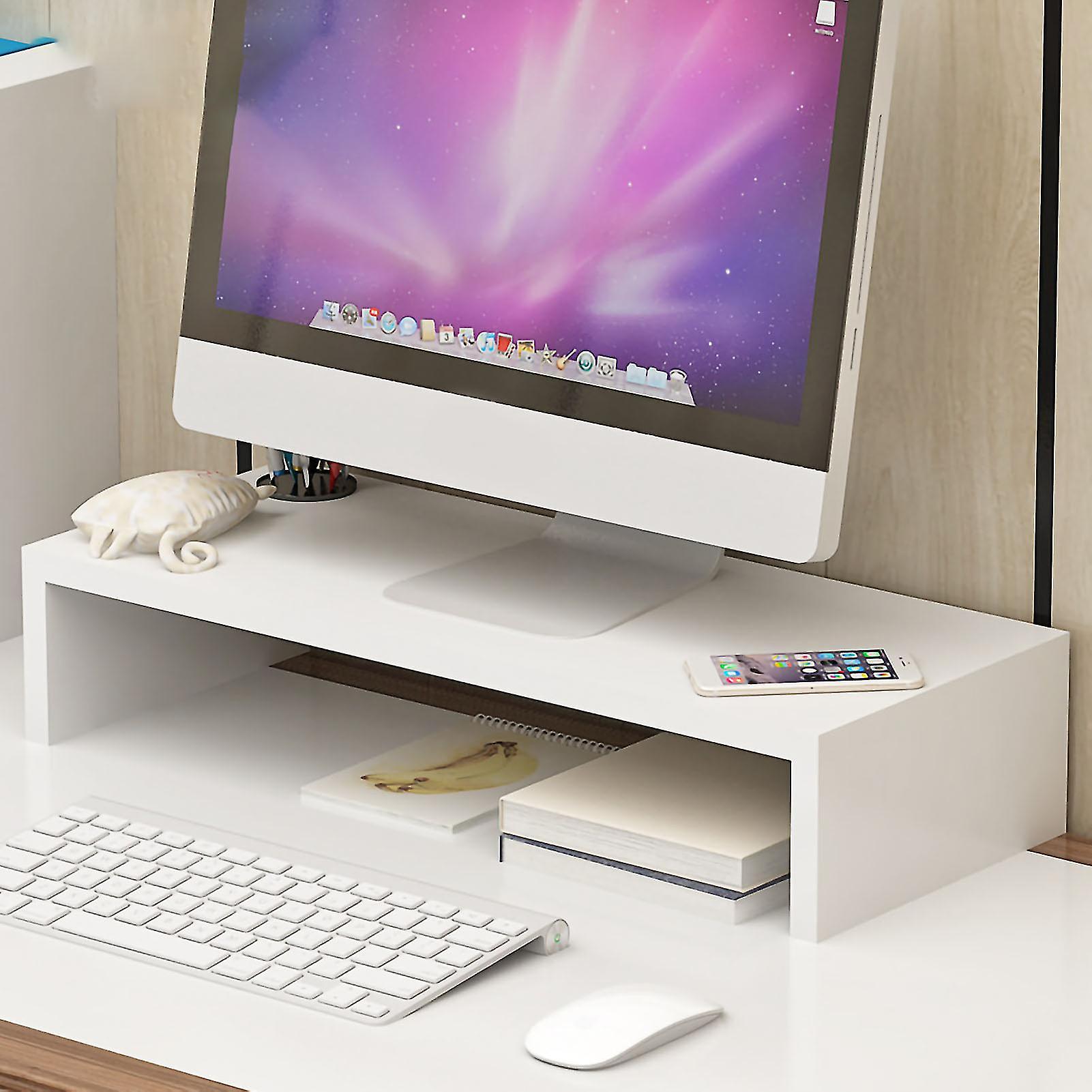 Monitor Stand Riser Ergonomic Computer Monitor Riser Stand Extra Storage Space Desktop Notebook Elevated Base Warm White
