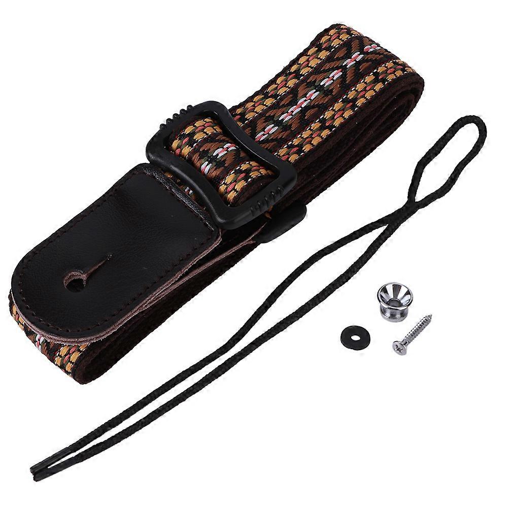 Ethnic Style Ukulele Strap, 4 String Guitar for Adults and Kids, Adjustable Length 70-120cm, Yellow