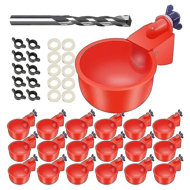 16 Pcs Automatic Chicken Waterer Cups Poultry Waterers With Drill Bit