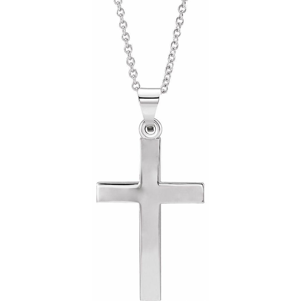 925 Sterling Silver 20x13.7mm 18 Polegadas Polido Fé Religiosa Cruz Colar Pingente - Colar para Mulheres