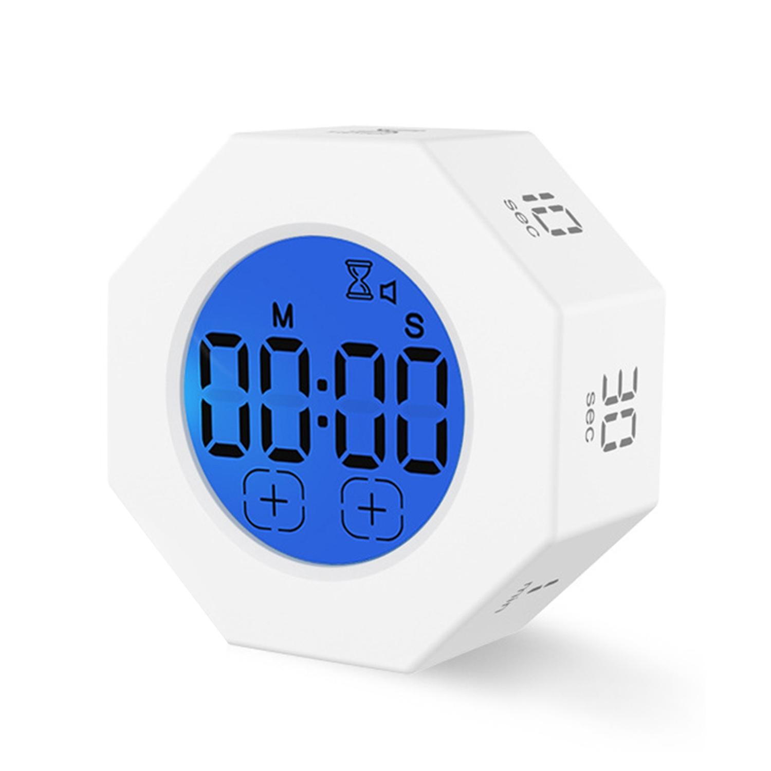 Mini Digital Timer Portable Octagon Touch Control LED Display Flipping Gravity Sensor Rechargeable T