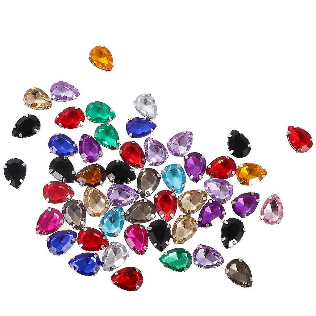 50pcs 10*14mm Water Drop Acrylic Rhinestone Button Multi-color for DIY Craft