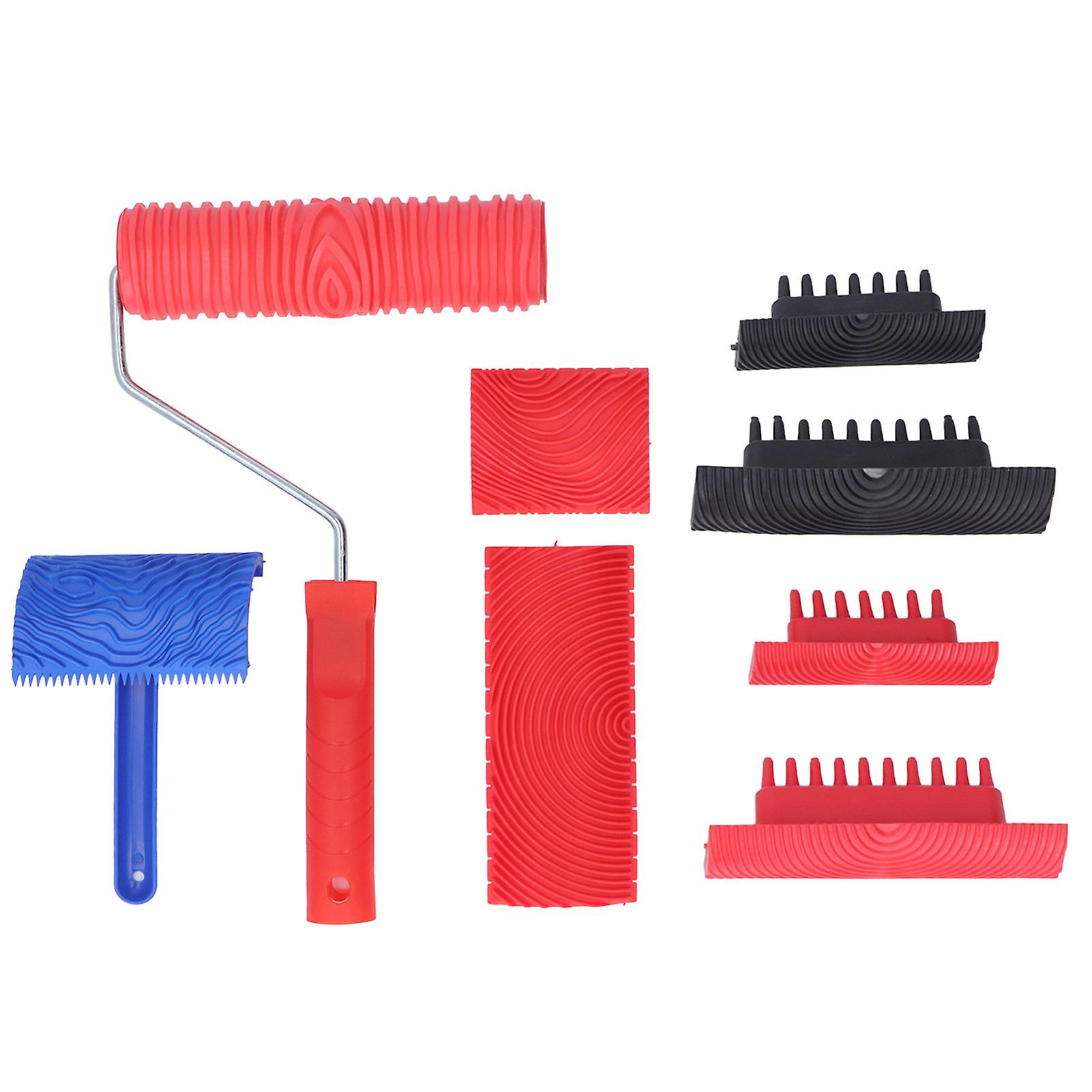 Rubber Wood Graining Tool Handheld Wood Texture Pattern Roller for DIY Wall Floor Decoration
