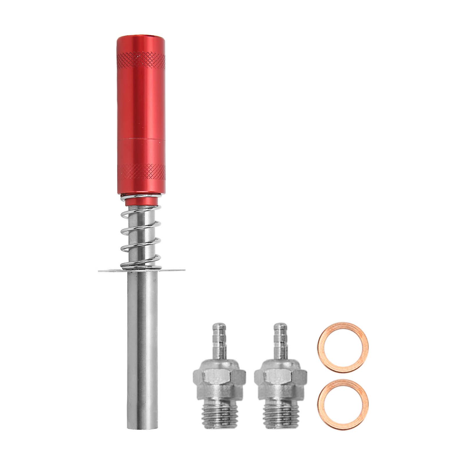 Glow Plug Igniter RC Engine Starter with N3 Glow Plug for RC Oil Powered Cars and Methanol Engines Red Durable Design