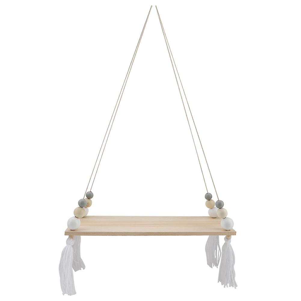 Wall Hanging Round Beads Shelf Storage Rack White Gray, DIY Home Decor Organizer for Wall Display and Space Saving
