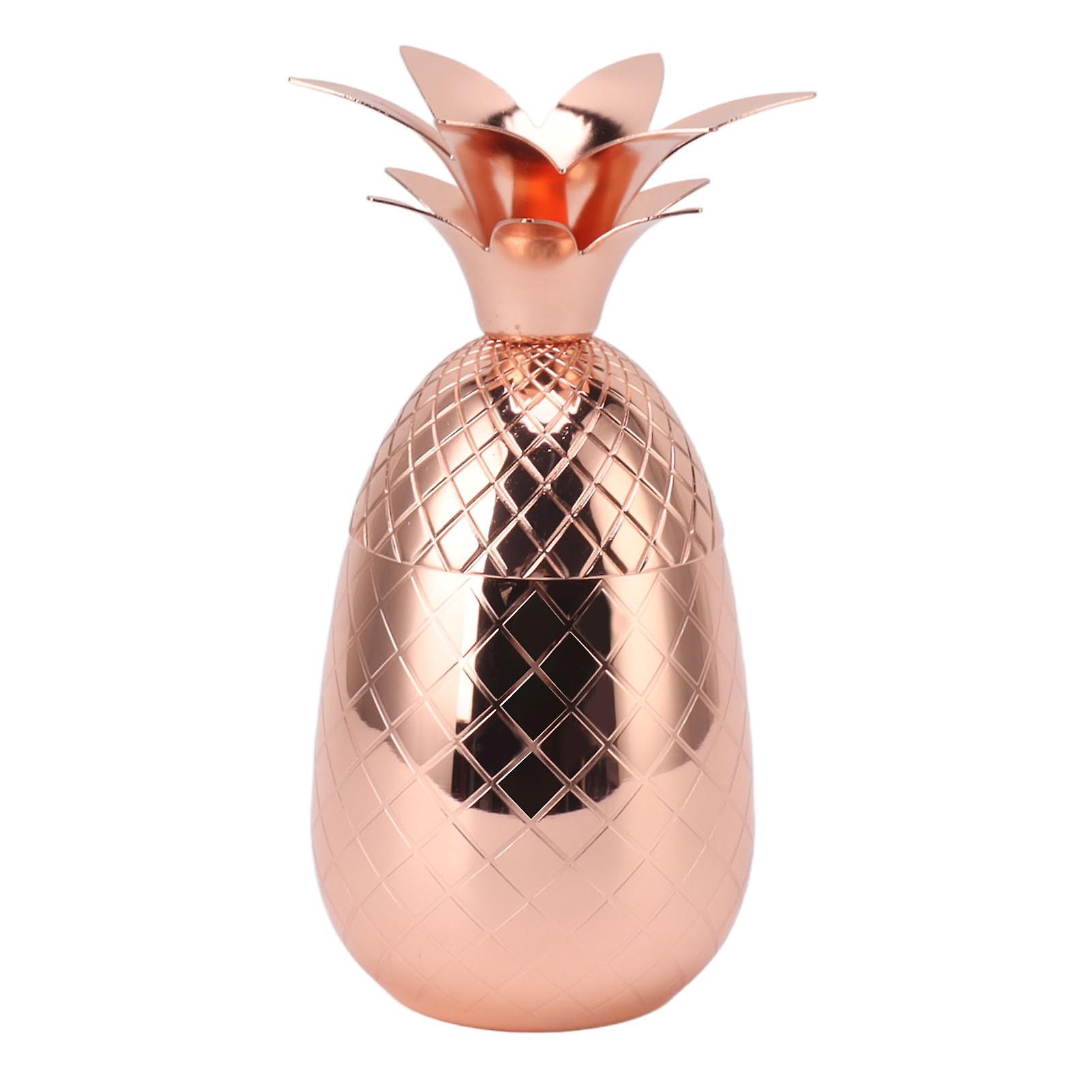 Pineapple Cocktail Shaker, Shape Stainless Steel Polished Smooth Surface 500ml for Home Bar(Rose Gold)