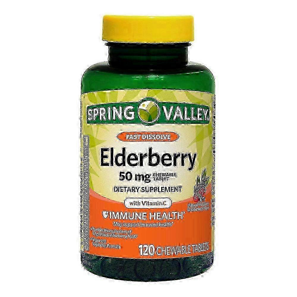 Spring Valley Fast Dissolve Elderberry Chewable Tablets, 50 Mg, 120 Ea