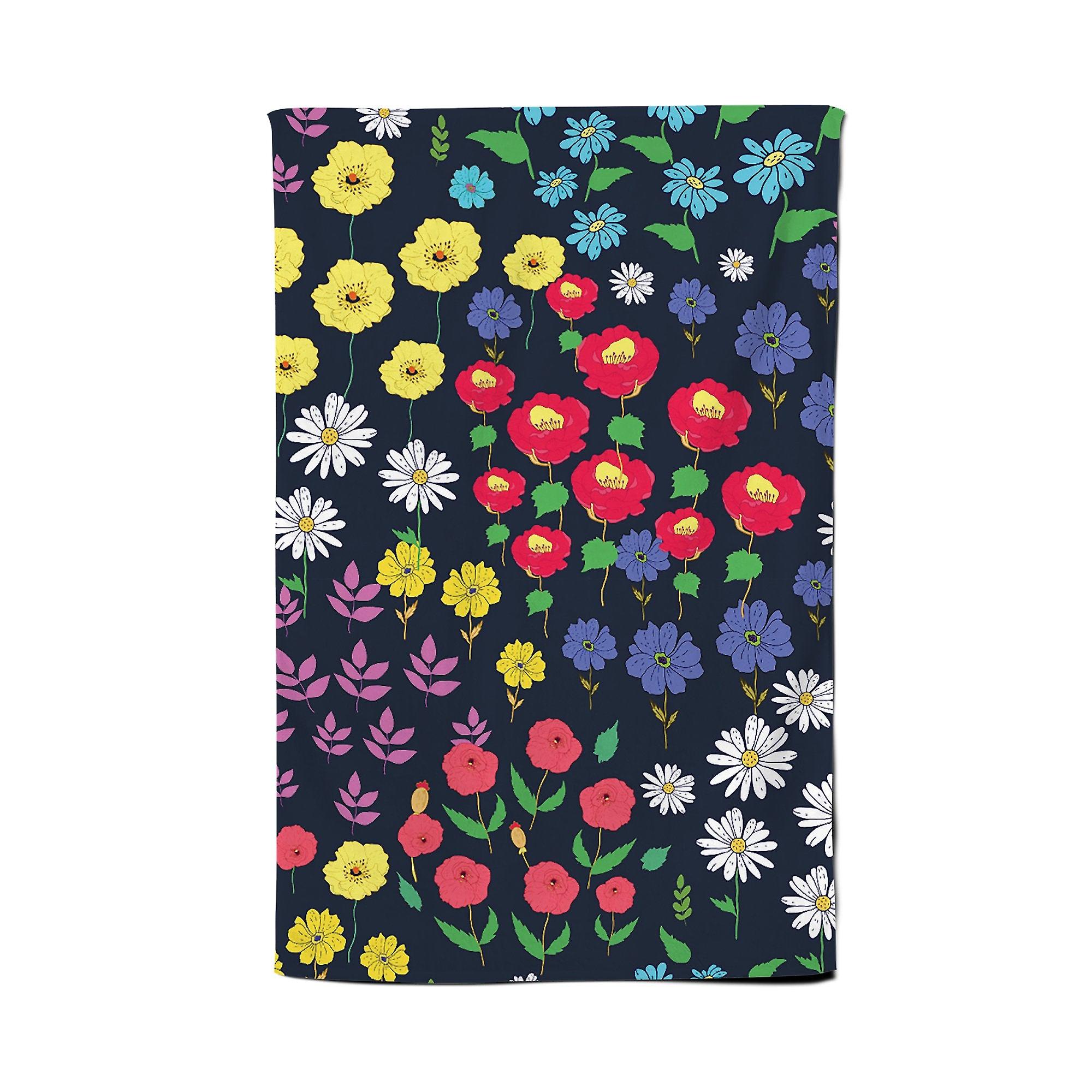 Multicoloured Flower Pattern Tea Towel
