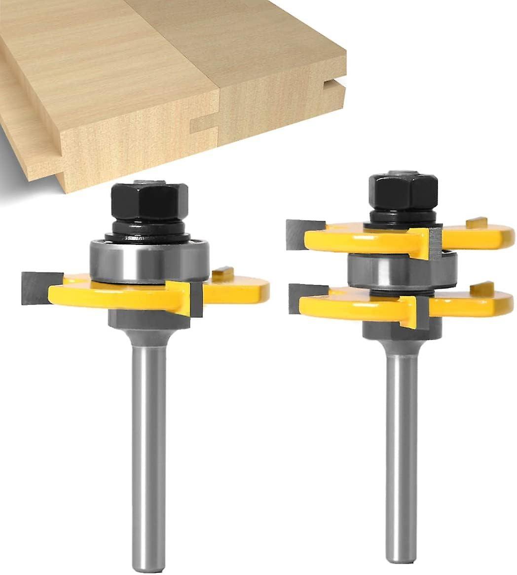 Tongue and Groove Set 6mm - Router Bit Set [ 2 Piece ] - Woodworking Milling Wood Cutter Tool for En