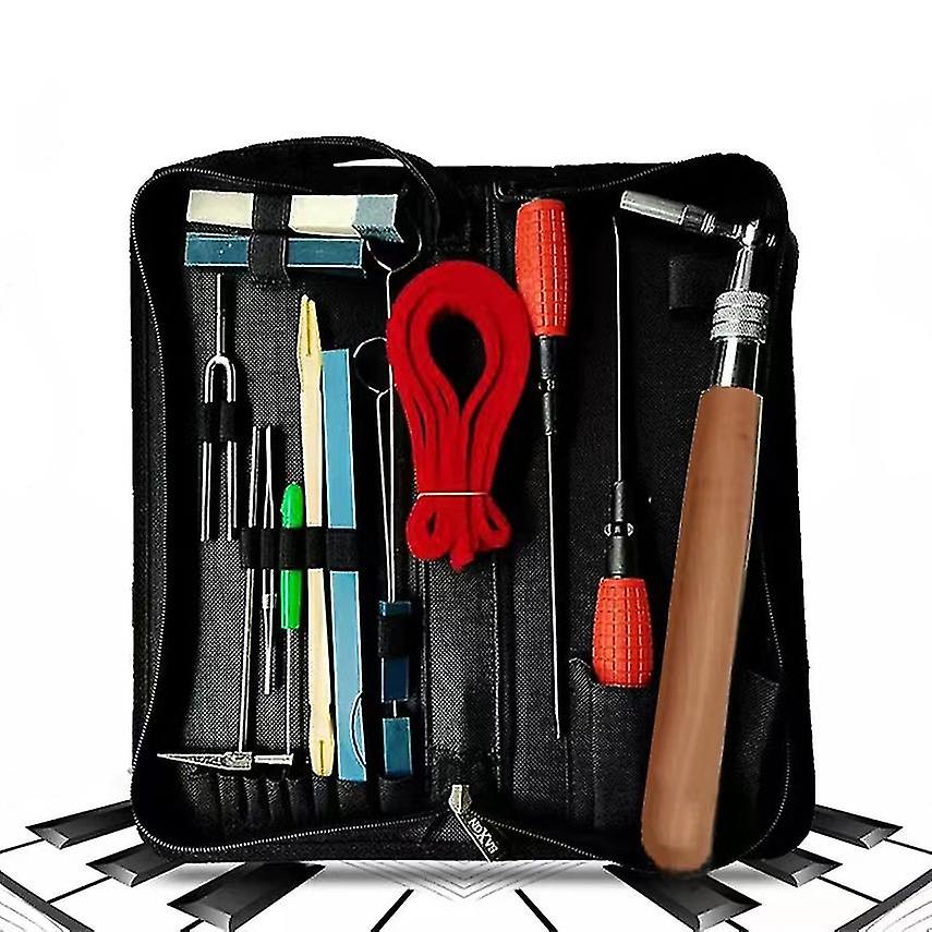 Piano Tuning Kits,Professional 16 Pieces Piano Tuner Tools Including Piano Tuning Hammer Lever Felt  MutesTuning Wrench Hammer Tuning ForkHandle Kit T