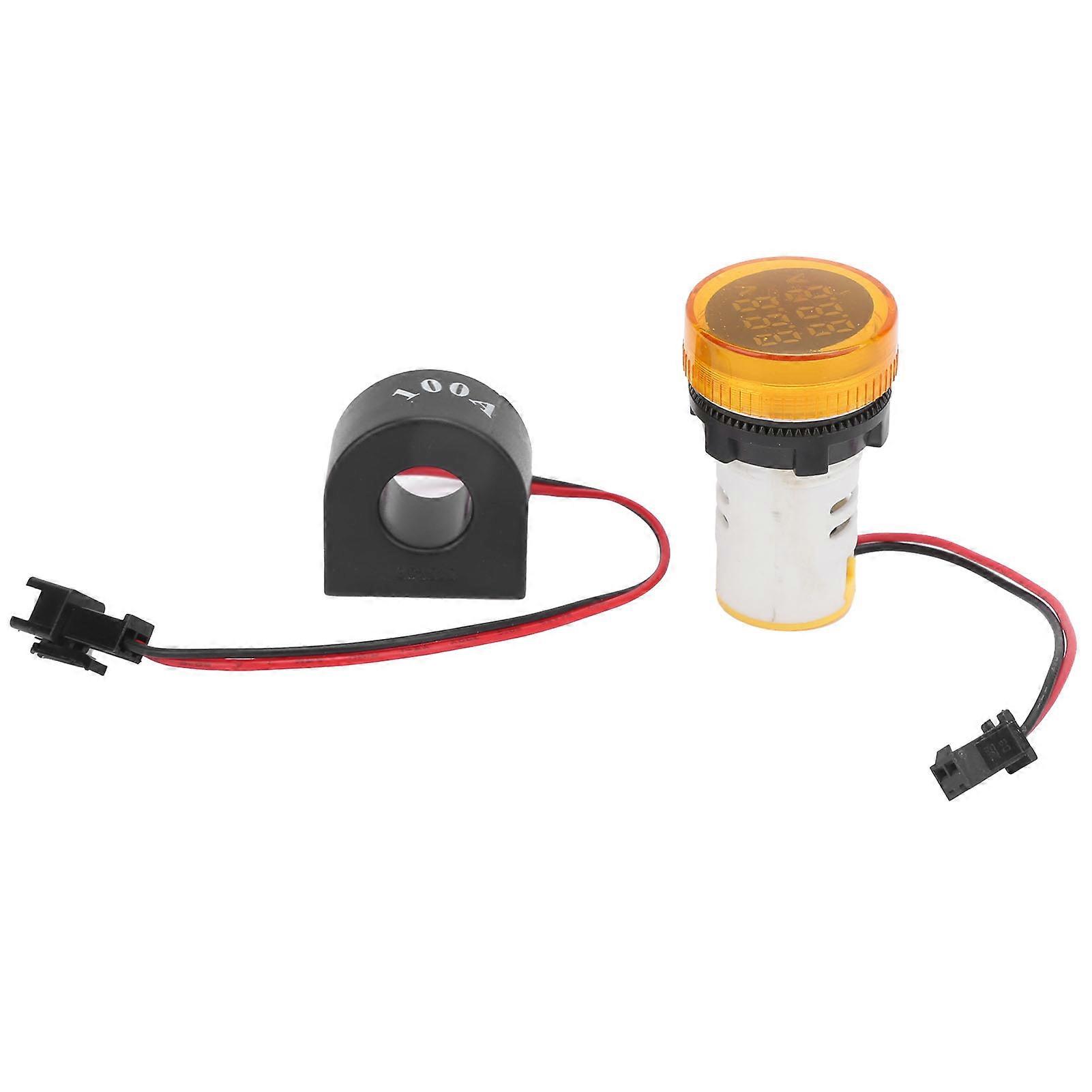 AD101?22VAM Indicator Light Voltage Current Dual Display Indicator AC50?500V 0?100AYellow
