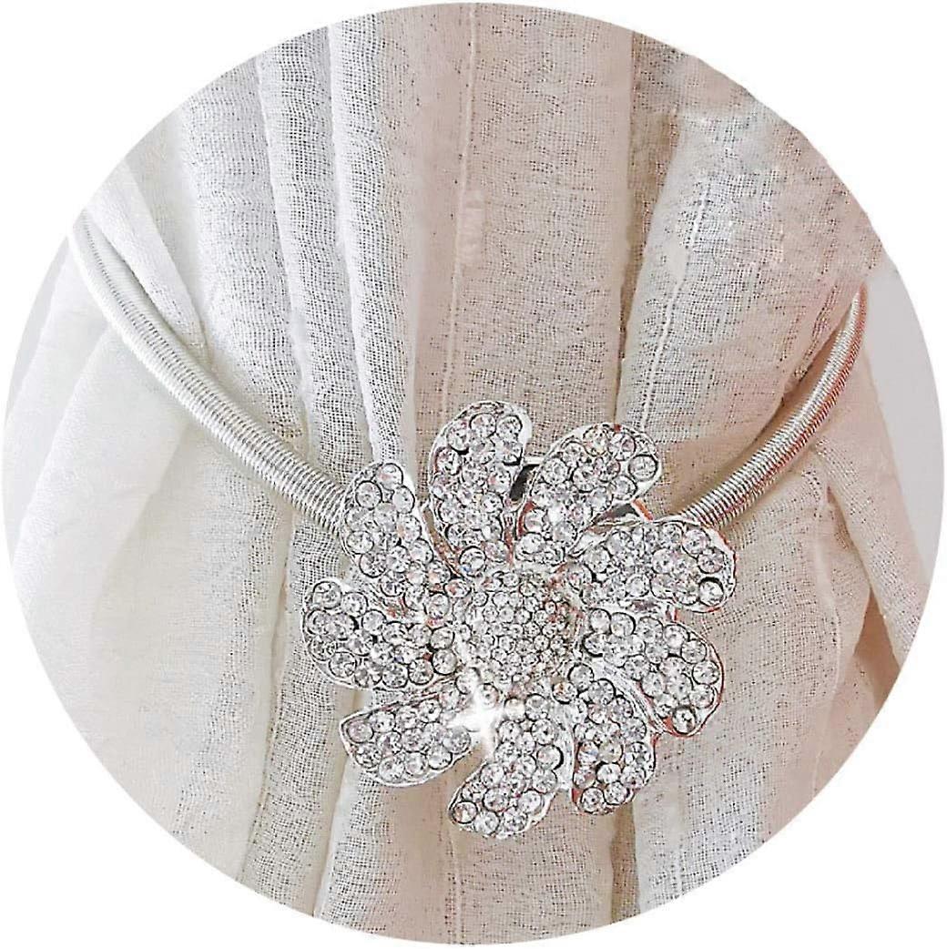 Full Crystal Flower Curtain Stretchy Rope Bedroom Curtain Buckle Magnetic Curtain Holdbacks