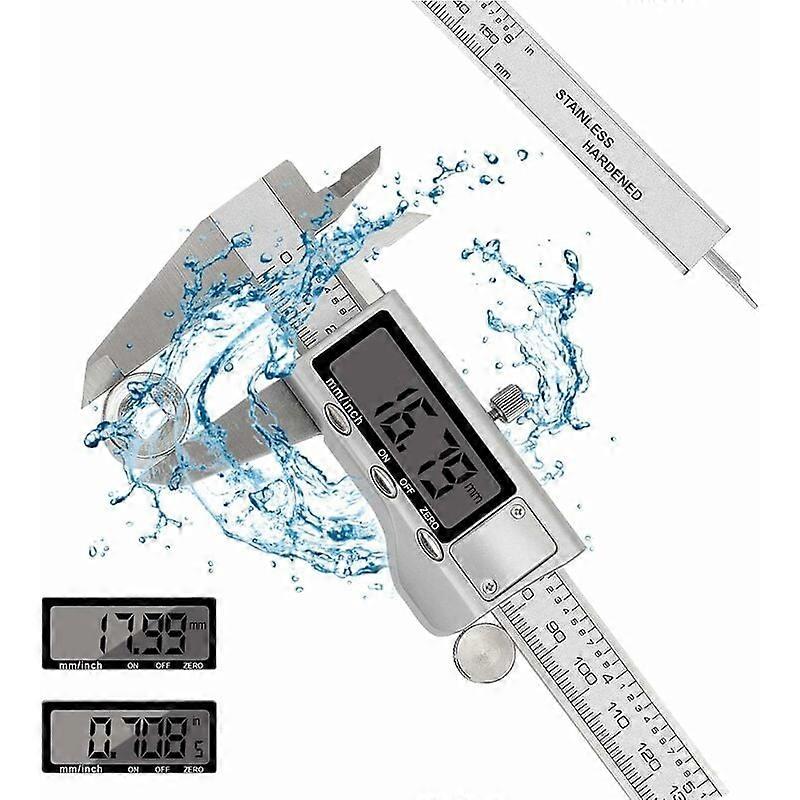 Digital Caliper 150 mm 0-6 inch / Stainless Steel/Precision Adjustment/ Electronic Calipers/Diameter Measuring Depth Caliper/Large LCD Display/Protect