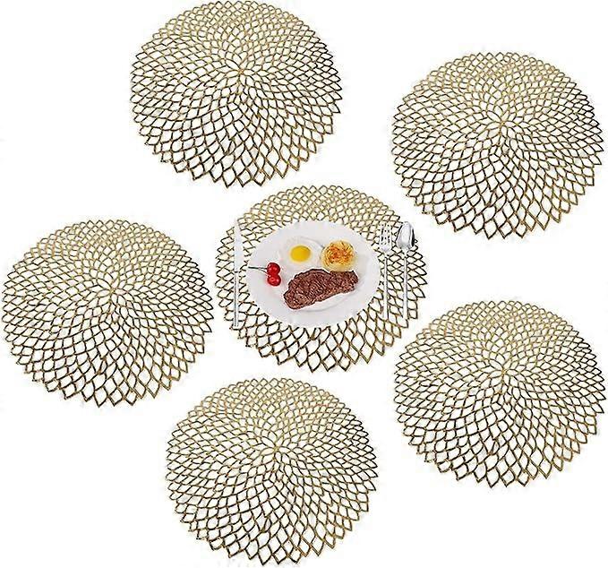 Placemat Non-Slip Washable PVC Placemat Set of 6 Placemat Elegants Heat Resistant for Kitchen Restau