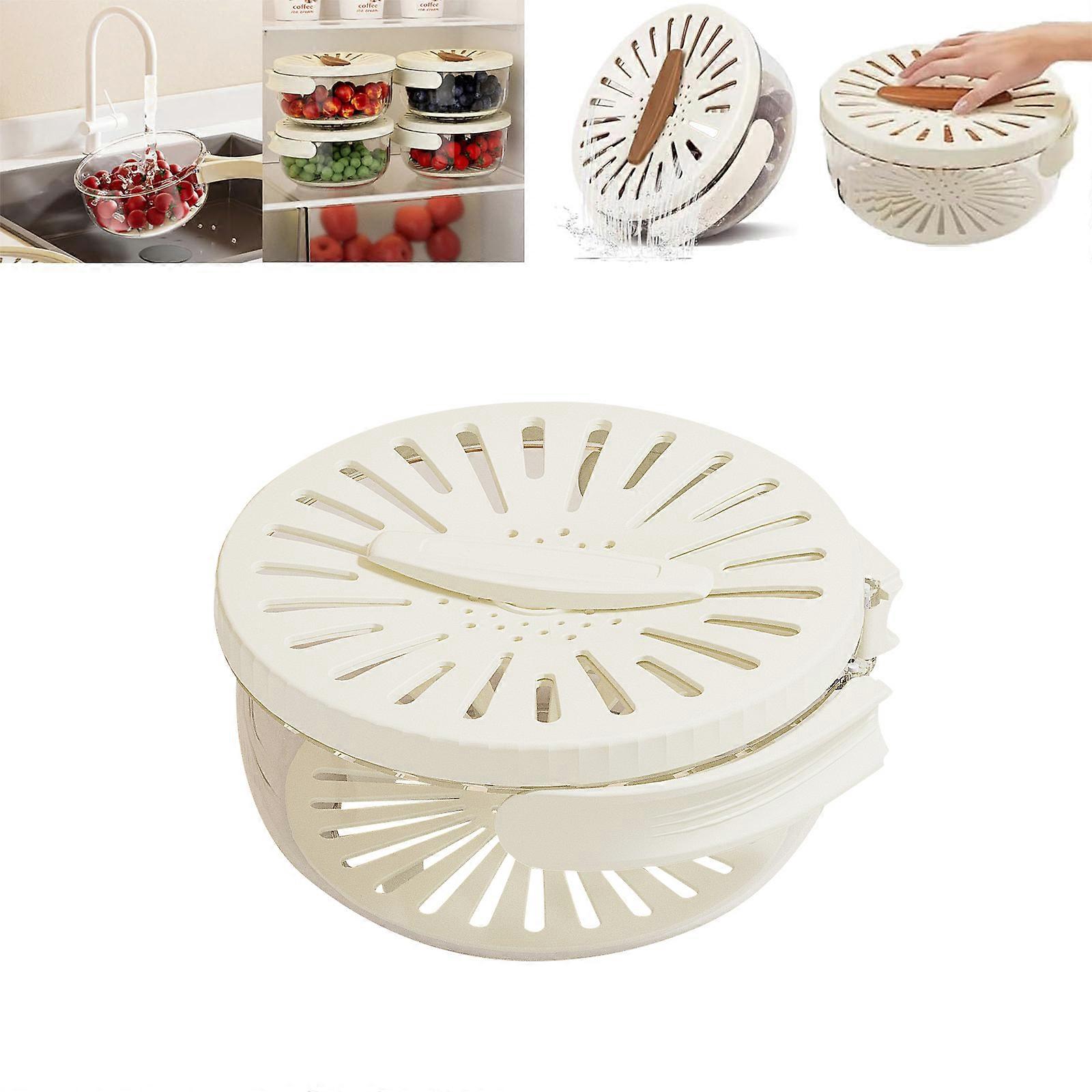 2 In 1 Drainer,2024 New Draining Basket With Lid, Multi-Function Drain Basket,With Collapsible Handle For Washing Vegetables And Fruits