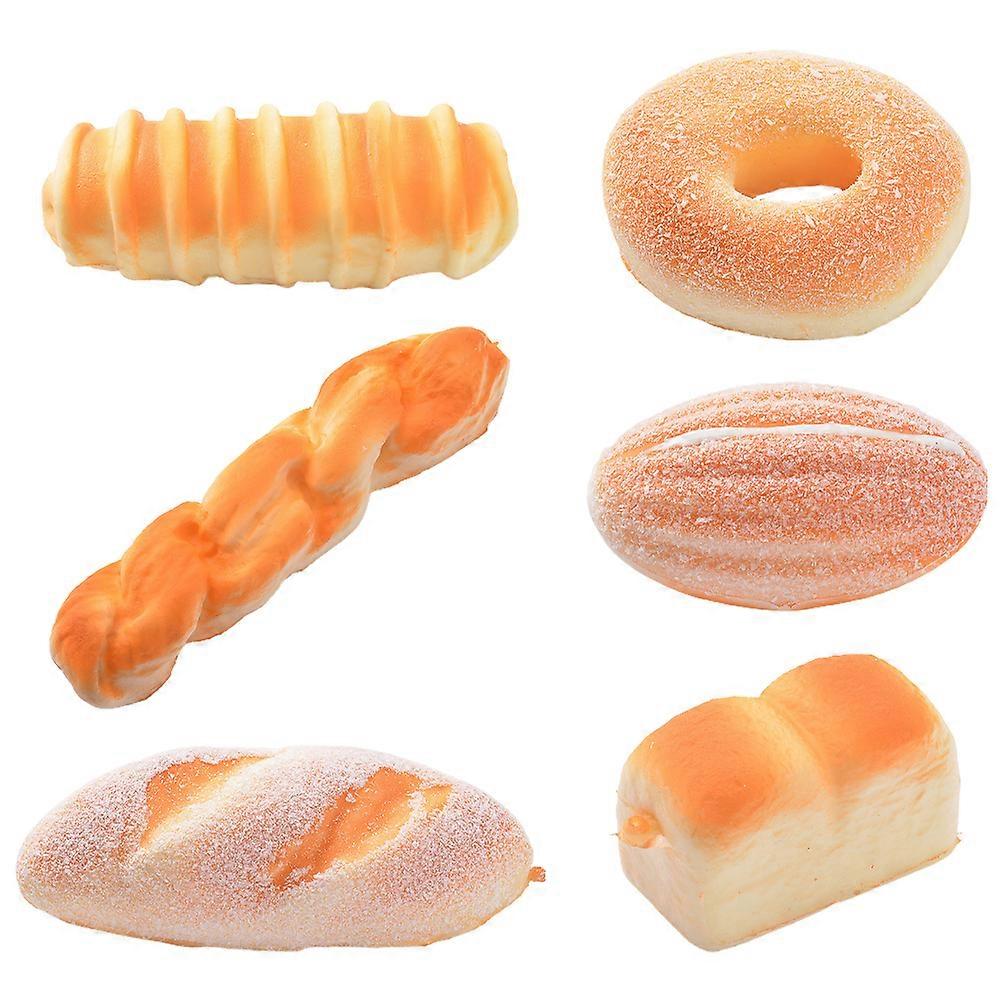6Pcs PU Simulated Bread Models Artificial Bread Photo Props for Bakery (Yellow)